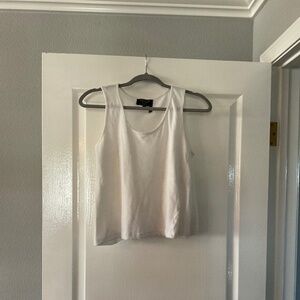 Angel Apparel white 100 % linen tank mildly cropped ( L)